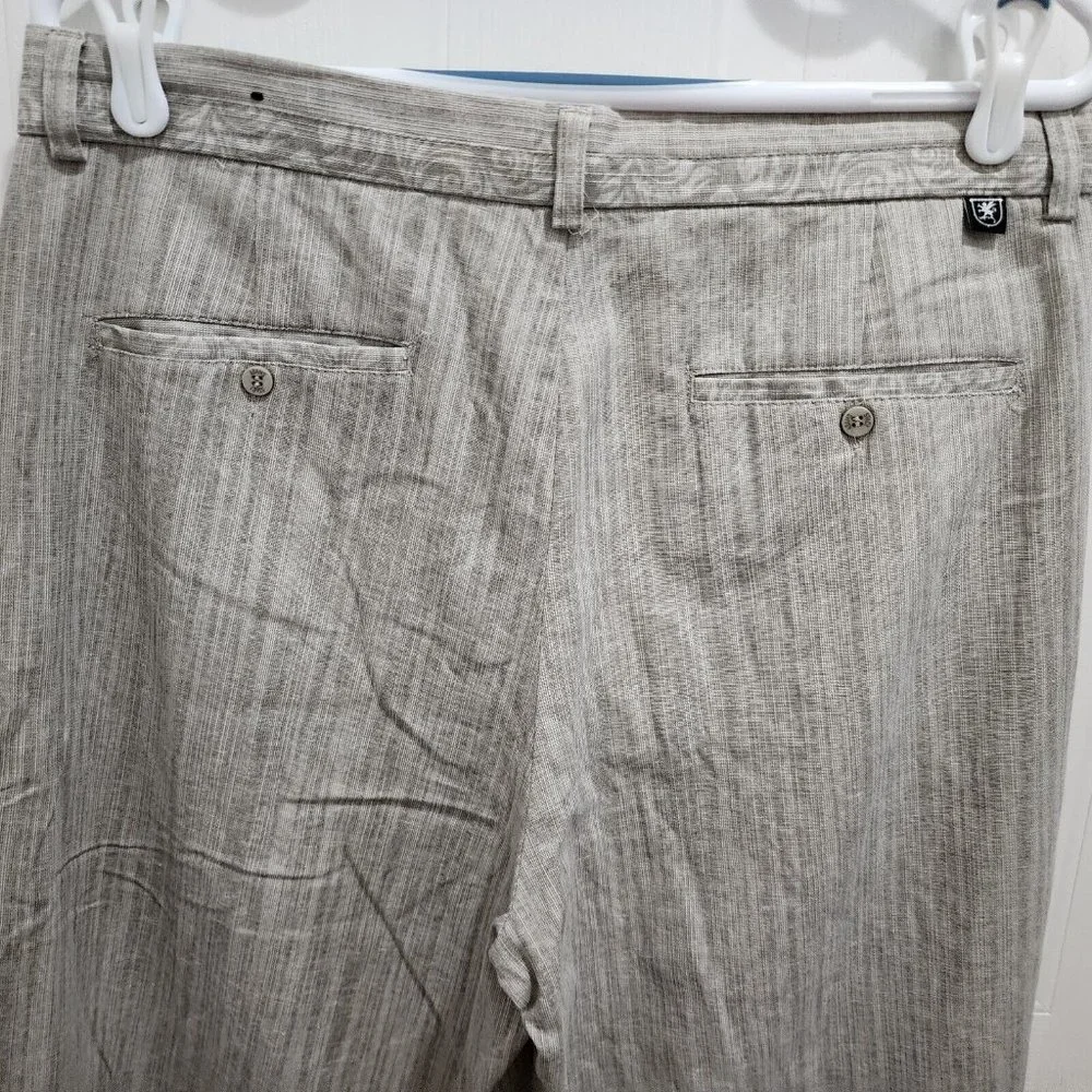 Stacy Adams Gray Linen‎ Blend Straight Leg Dress Pants Size 34W / 32